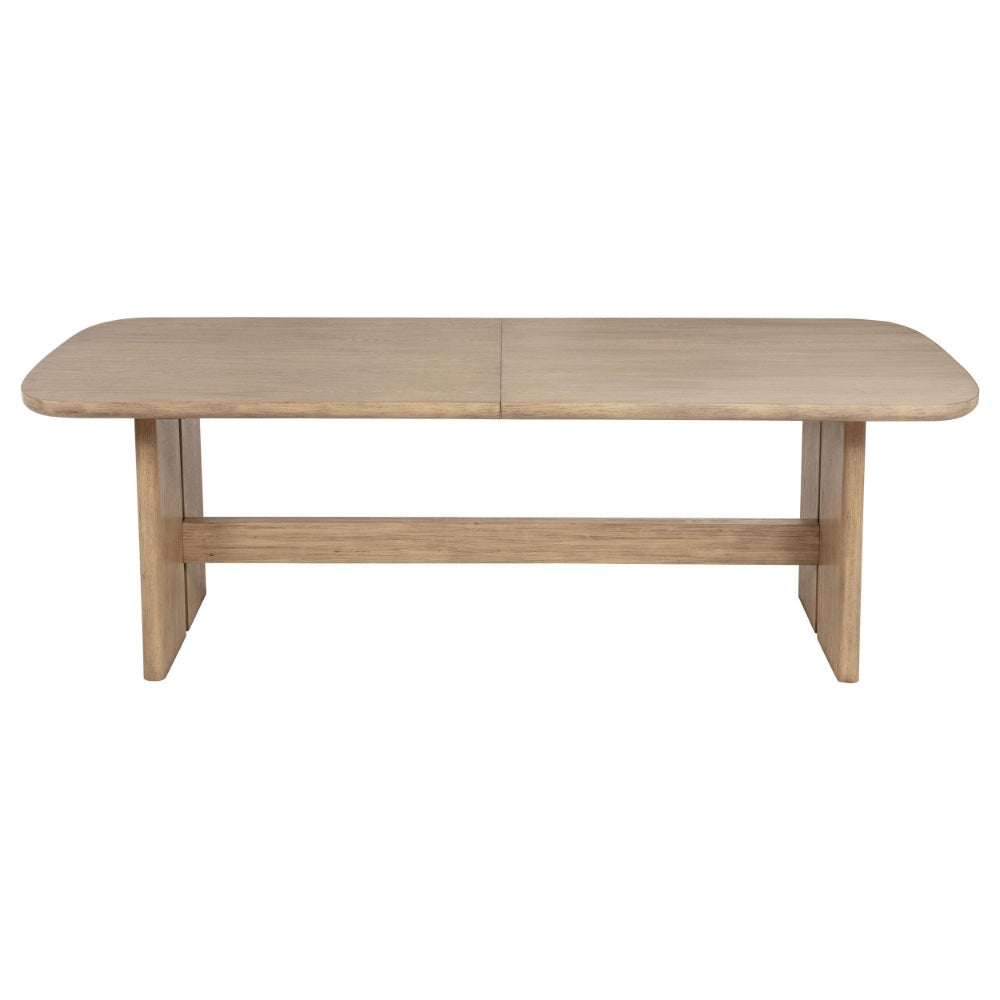 Lno Dining Table 92-110 Inch Extendable Leaf Top Oak Beige Hardwood BM328697