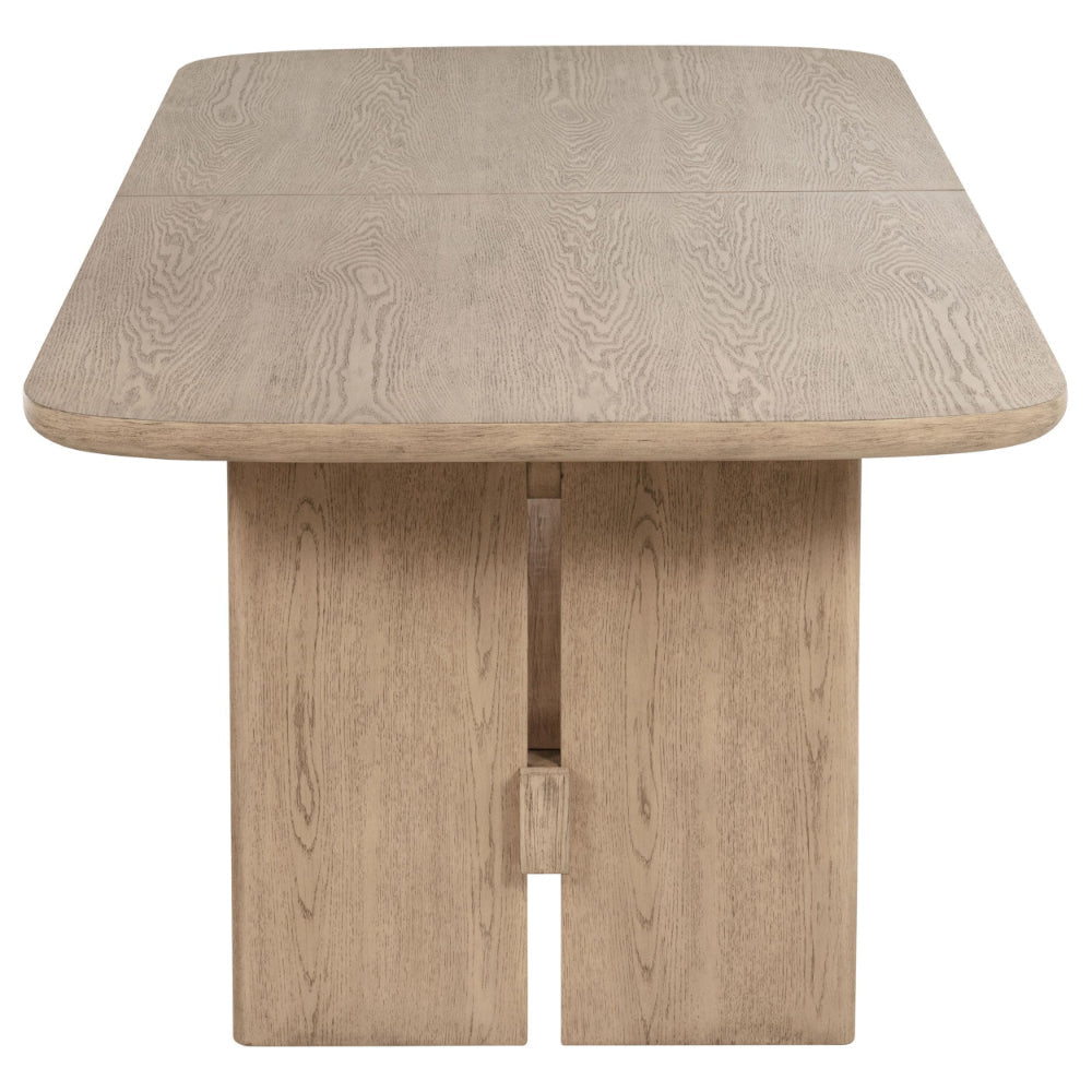 Lno Dining Table 92-110 Inch Extendable Leaf Top Oak Beige Hardwood BM328697