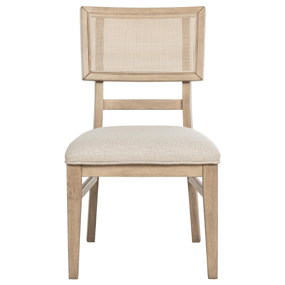 Lno Dining Side Chair Set of 2 Radio Cane Woven Back Beige Wood BM328698