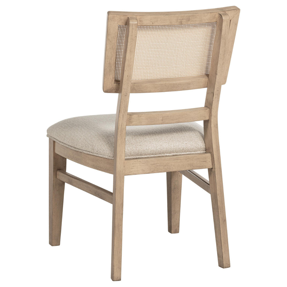 Lno Dining Side Chair Set of 2 Radio Cane Woven Back Beige Wood BM328698