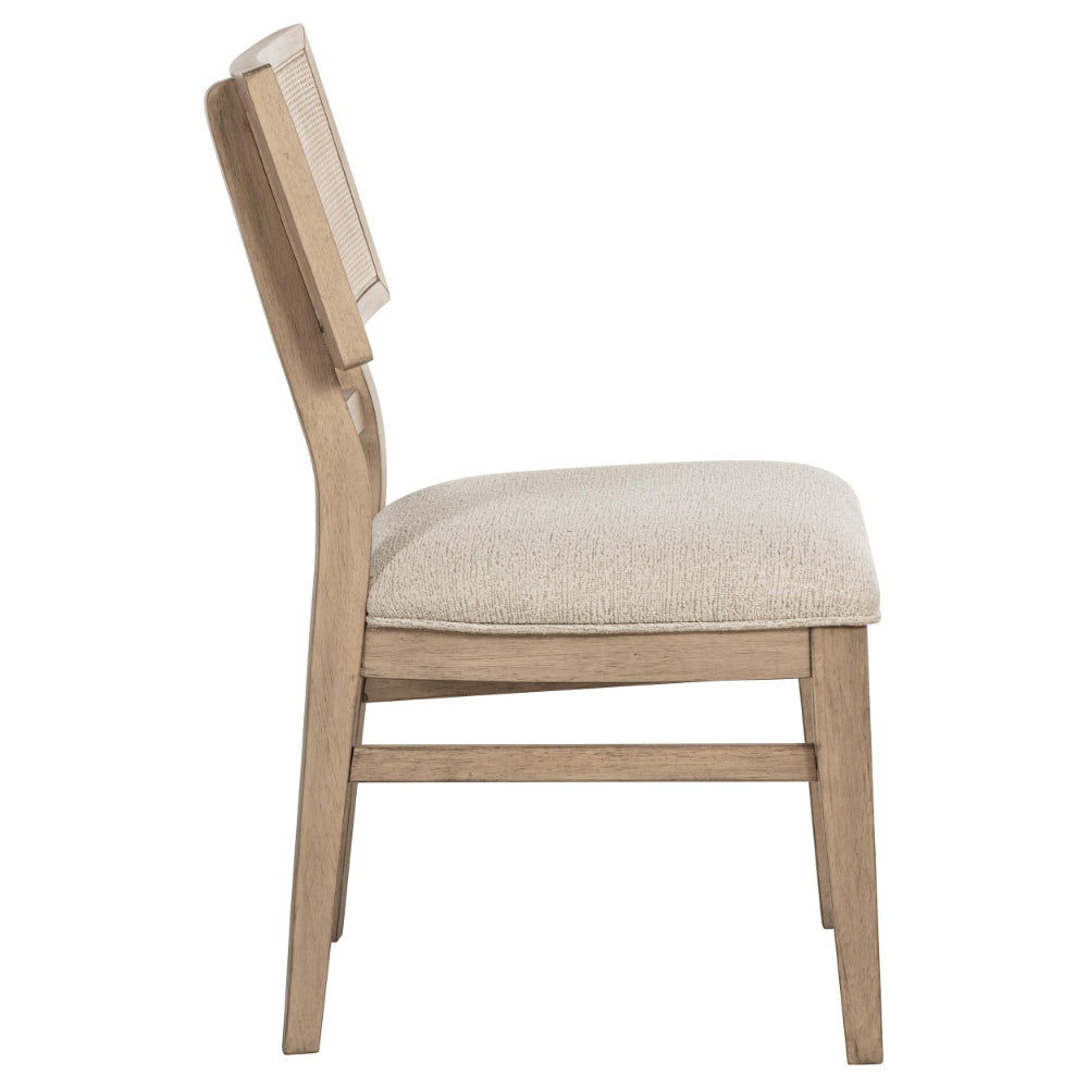 Lno Dining Side Chair Set of 2 Radio Cane Woven Back Beige Wood BM328698