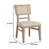 Lno Dining Side Chair Set of 2 Radio Cane Woven Back Beige Wood BM328698
