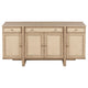 Lno Sideboard Buffet Cabinet 4 Cane Woven Doors Beige Wood 66 Inch BM328699