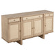 Lno Sideboard Buffet Cabinet, 4 Cane Woven Doors, Beige Wood 66 Inch