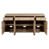 Lno Sideboard Buffet Cabinet, 4 Cane Woven Doors, Beige Wood 66 Inch