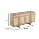 Lno Sideboard Buffet Cabinet 4 Cane Woven Doors Beige Wood 66 Inch BM328699