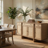 Lno Sideboard Buffet Cabinet, 4 Cane Woven Doors, Beige Wood 66 Inch