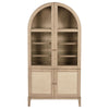 Lno Curio Cabinet 2 Glass Door Arch Frame Beige Wood Shelves 82 Inch BM328700