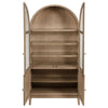 Lno Curio Cabinet 2 Glass Door Arch Frame Beige Wood Shelves 82 Inch BM328700
