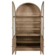 Lno Curio Cabinet 2 Glass Door Arch Frame Beige Wood Shelves 82 Inch BM328700