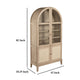 Lno Curio Cabinet 2 Glass Door Arch Frame Beige Wood Shelves 82 Inch BM328700