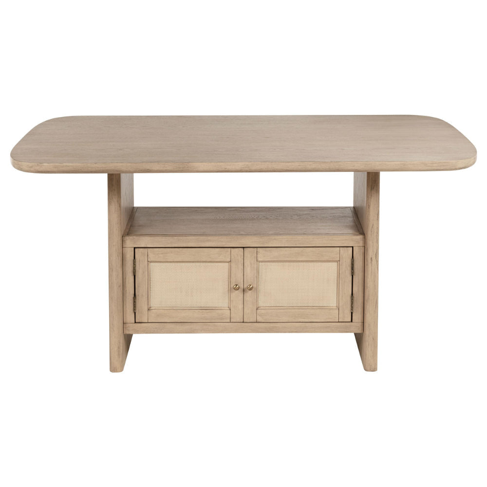 Lno Counter Height Dining Table w Storage Cabinet 72 Inch Beige Wood BM328701