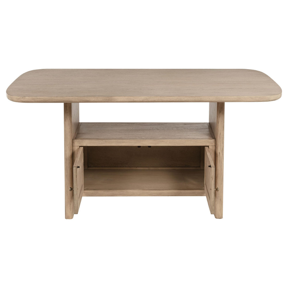 Lno Counter Height Dining Table w Storage Cabinet 72 Inch Beige Wood BM328701