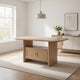 Lno Counter Height Dining Table w Storage Cabinet, 72 Inch Beige Wood