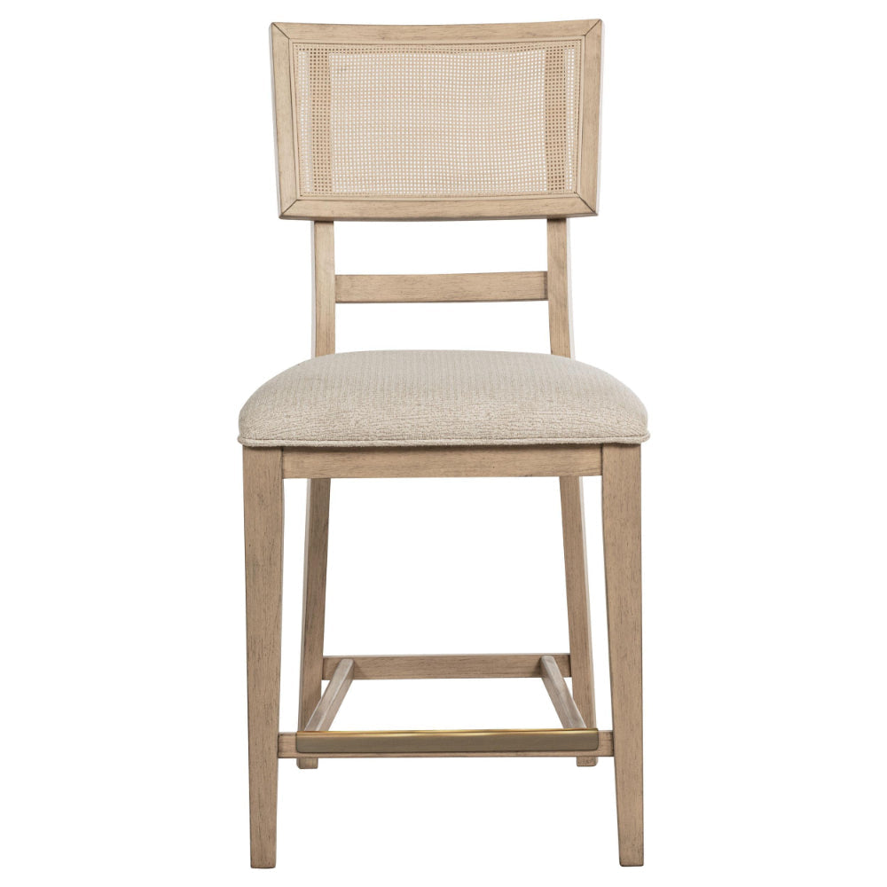 Lno Counter Dining Side Chair Set of 2 Rattan Woven Back Beige Wood BM328702