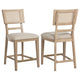 Lno Counter Dining Side Chair Set of 2, Rattan Woven Back, Beige Wood