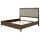 Rie King Size Bed Taupe Gray Upholstered Headboard Walnut Brown Wood