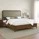 Rie California King Bed, Taupe Gray Headboard, Walnut Brown Wood