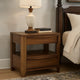 Rie Nightstand w 2 Drawers and Lower Shelf, Walnut Brown Poplar Wood