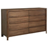 Rie Wide Dresser with 8 Storage Drawers, Brown Walnut Poplar Wood