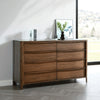 Rie Wide Dresser with 8 Storage Drawers, Brown Walnut Poplar Wood