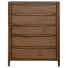 Rie Tall Dresser Chest with 5 Storage Drawers Brown Walnut Wood BM328708