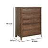 Rie Tall Dresser Chest with 5 Storage Drawers Brown Walnut Wood BM328708