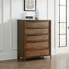 Rie Tall Dresser Chest with 5 Storage Drawers, Brown Walnut Wood