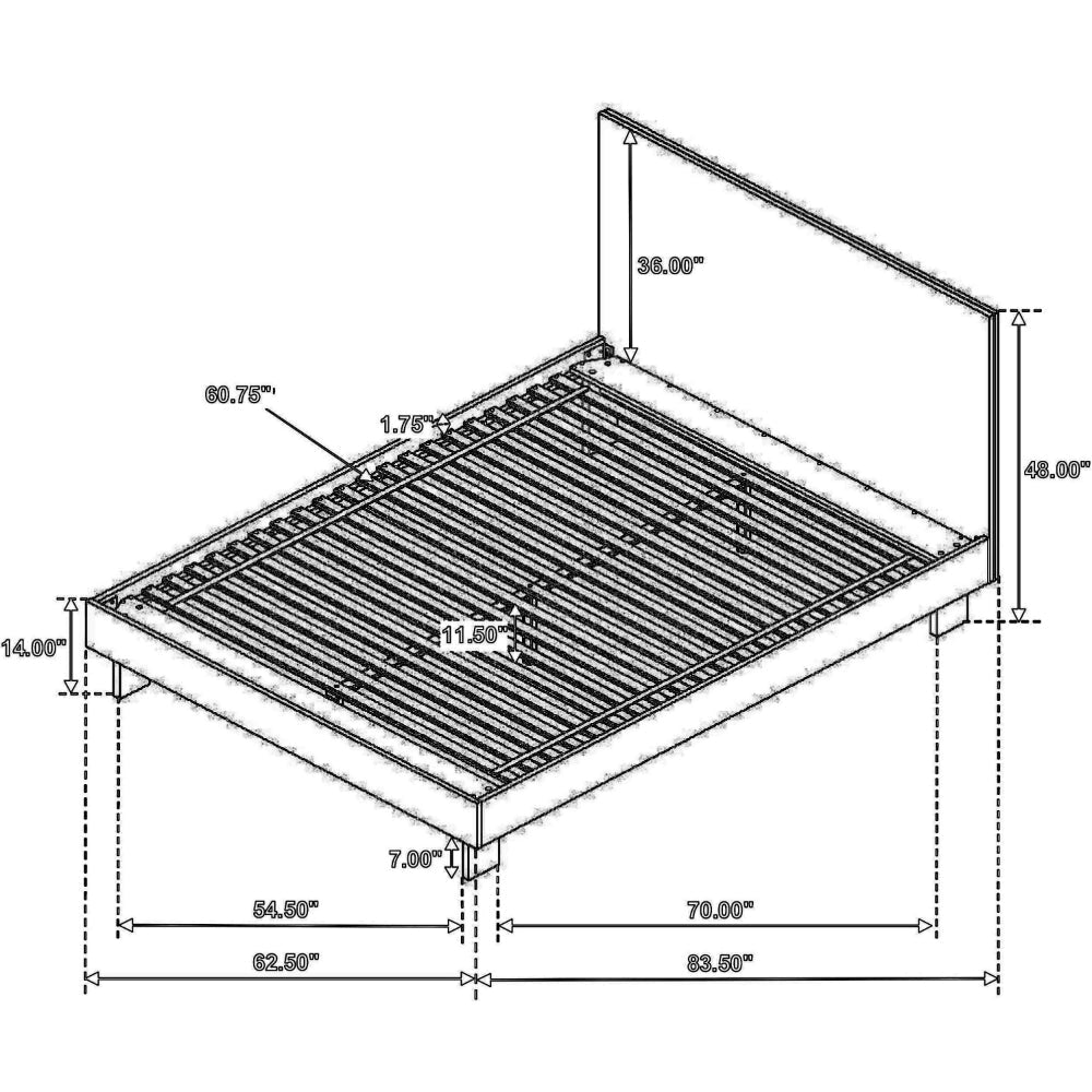 Genu Queen Platform Bed Panel Headboard Warm Walnut Brown Wood