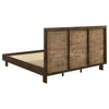 Genu King Size Platform Bed Panel Headboard Warm Walnut Brown Wood