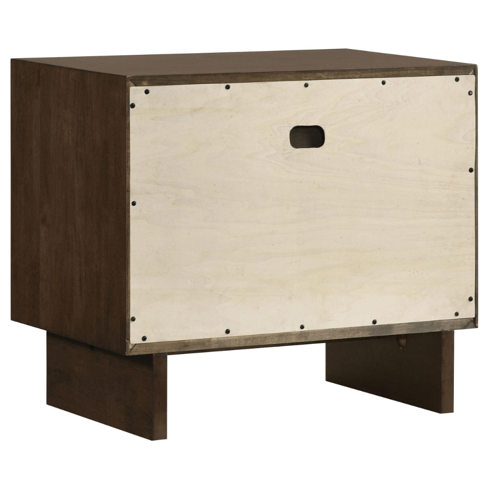 Genu Nightstand 2 Drawers w Fingertip Handles Warm Walnut Brown BM328711