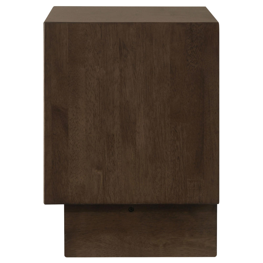 Genu Nightstand 2 Drawers w Fingertip Handles Warm Walnut Brown BM328711