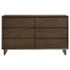 Genu Wide Dresser 6 Drawers w Fingertip Handles Warm Walnut Brown BM328712