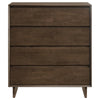 Genu Tall Dresser Chest 4 Drawers Fingertip Handles Walnut Brown BM328713