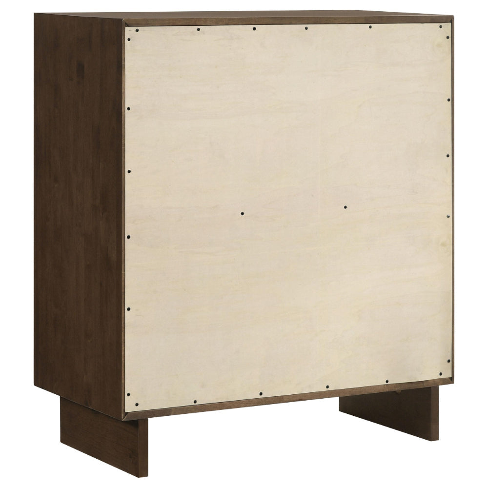 Genu Tall Dresser Chest 4 Drawers Fingertip Handles Walnut Brown BM328713