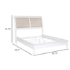 Heo King Size Bed Sleigh Beige Upholstered Headboard White Wood