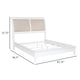 Heo California King Bed Sleigh Beige Upholstered Headboard White Wood