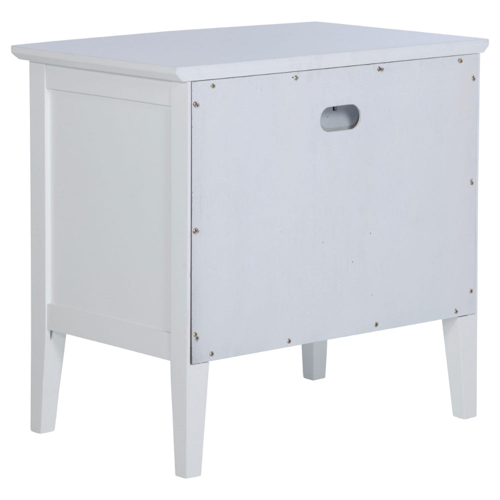 Heo Nightstand 1 Brown Rattan Woven Drawer Open Shelf White Wood BM328717
