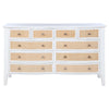 Heo Wide Dresser 10 Drawers Rattan Woven Curved Front White Wood BM328718