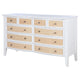 Heo Wide Dresser 10 Drawers Rattan Woven Curved Front White Wood BM328718