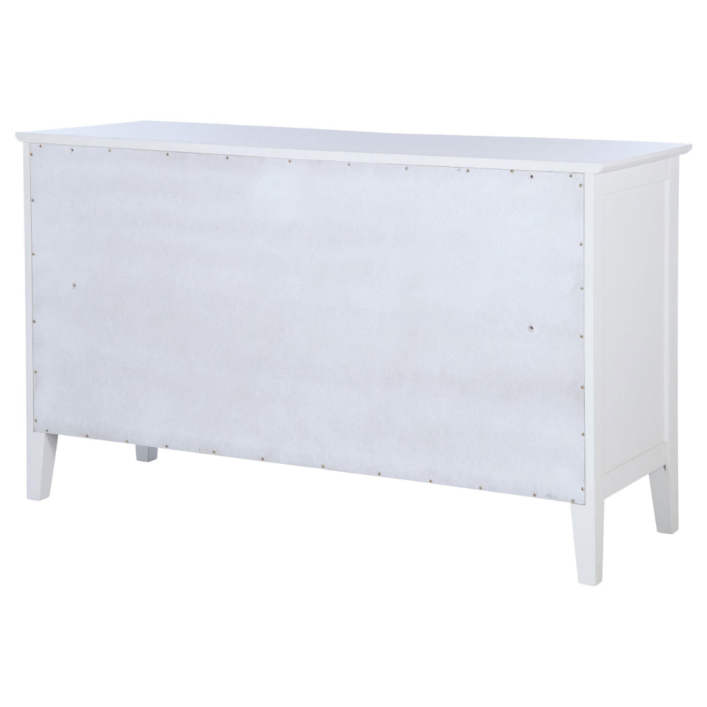 Heo Wide Dresser 10 Drawers Rattan Woven Curved Front White Wood BM328718