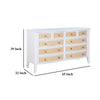 Heo Wide Dresser 10 Drawers Rattan Woven Curved Front White Wood BM328718