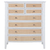 Heo Tall Dresser Chest 8 Drawers Rattan Woven Curved Front White BM328719