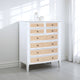 Heo Tall Dresser Chest, 8 Drawers, Rattan Woven Curved Front, White