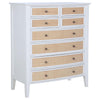 Heo Tall Dresser Chest, 8 Drawers, Rattan Woven Curved Front, White