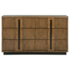 Reon Wide Dresser 6 Drawers Decorative Reeded Ash Brown Black Wood BM328724