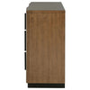 Reon Wide Dresser 6 Drawers Decorative Reeded Ash Brown Black Wood BM328724