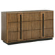 Reon Wide Dresser, 6 Drawers, Decorative Reeded Ash Brown Black Wood