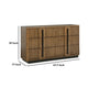 Reon Wide Dresser 6 Drawers Decorative Reeded Ash Brown Black Wood BM328724