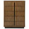 Reon Tall Dresser Chest 5 Drawers Decorative Reeded Ash Brown Black BM328725